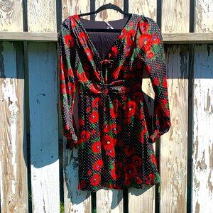 Free people floral dress black polka dot size 4